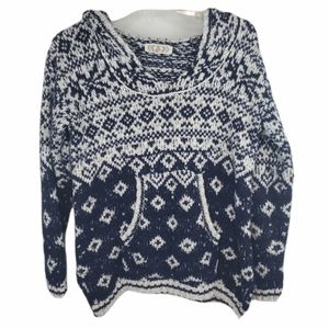 Pink Rose medium sweater hoodie knit fair isle top